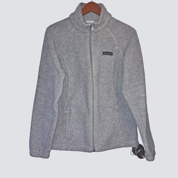 Columbia Sweaters - COLUMBIA Light Gray Fleece Full Zip Sweatshirt Size Large
